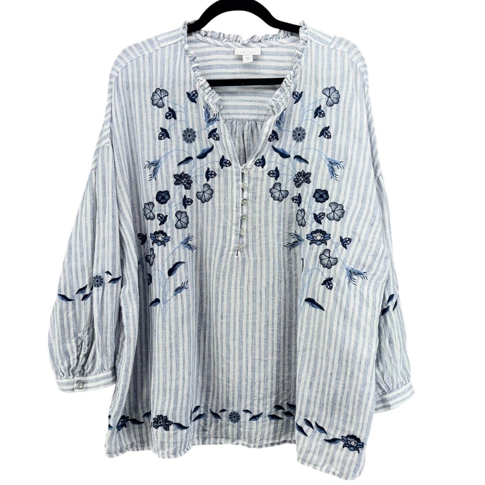 J Jill Love Linen Tunic Blue XL